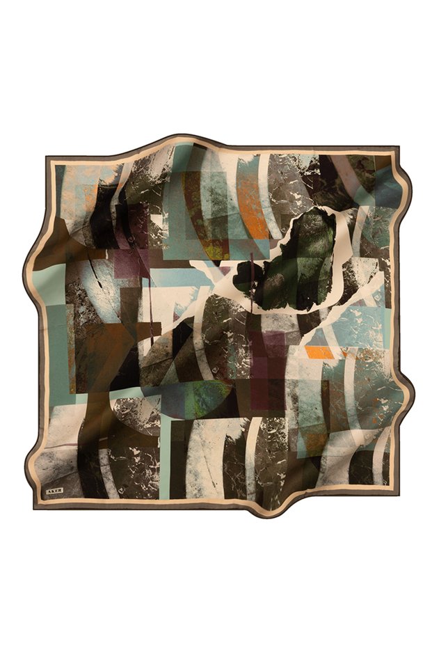 Green 90X90 Silk Crepe Satin Scarf
