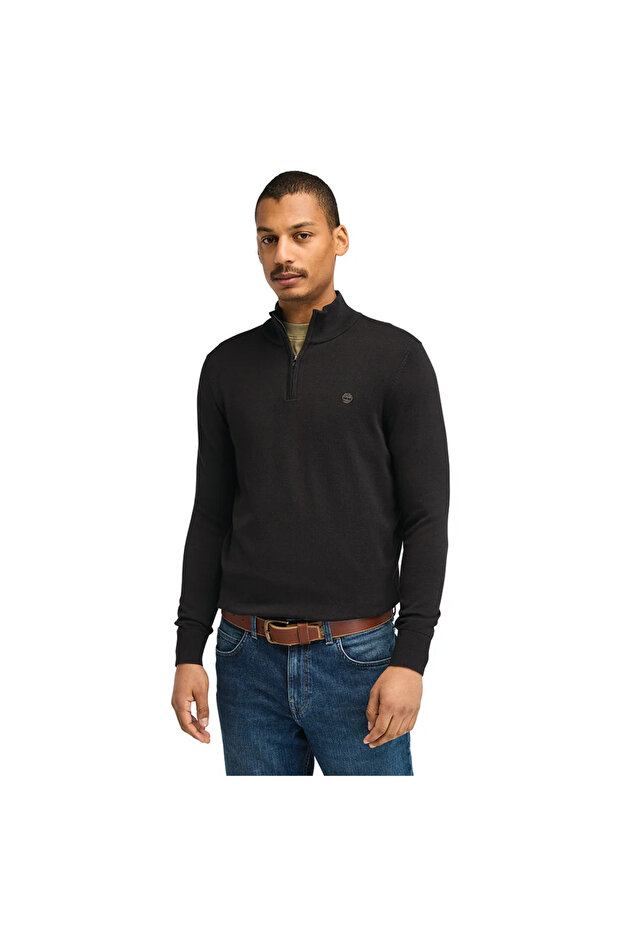 Williams River Cotton Yd 1/4 Zip Sweater Men's Black Pullover