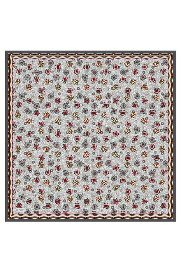 Gray 90X90 Silk Twill Scarf