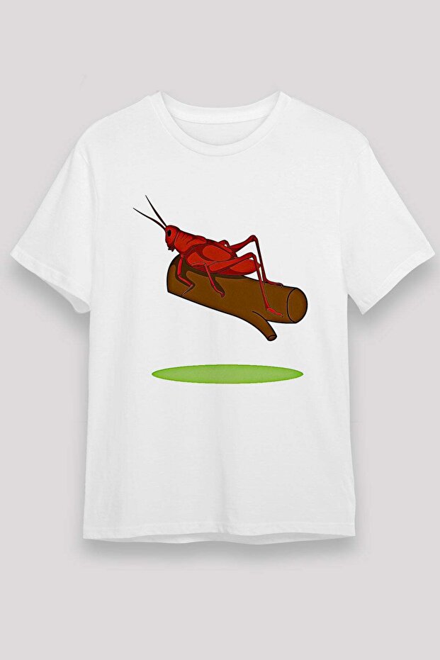 Grasshopper Unisex Printed White T-Shirt - Tshirt