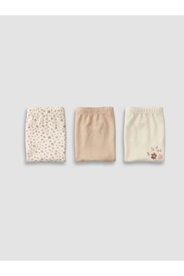 Lcw Kids Ecru Printed Girls' Boxer 3-Pack