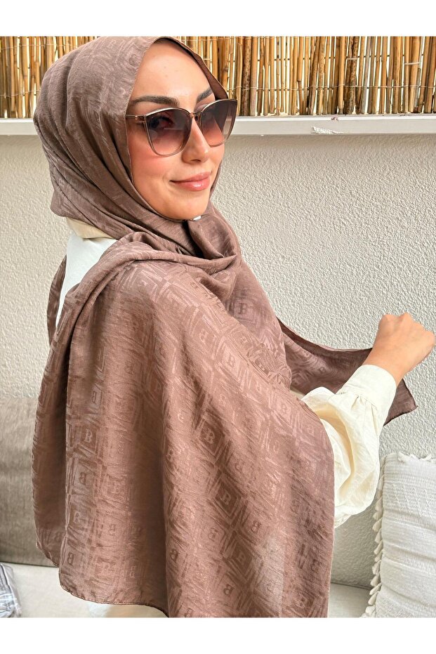 Milk Coffee Pattern Jacquard Shawl
