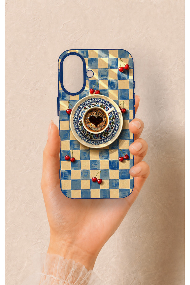 iPhone 16 Compatible Heart Coffee Pattern Silicone Case