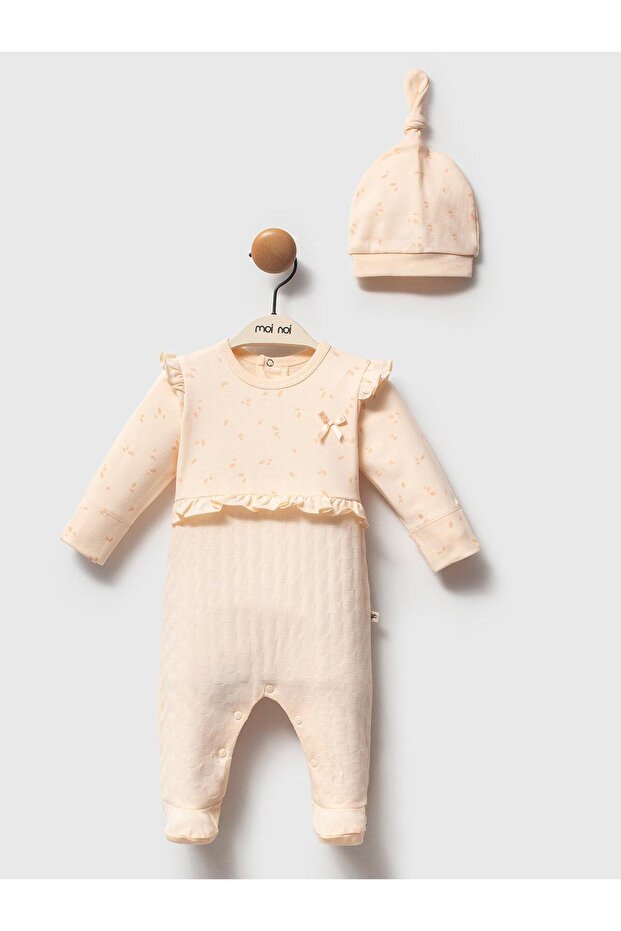 2-Piece Ruffled Romper with Hat - Powder