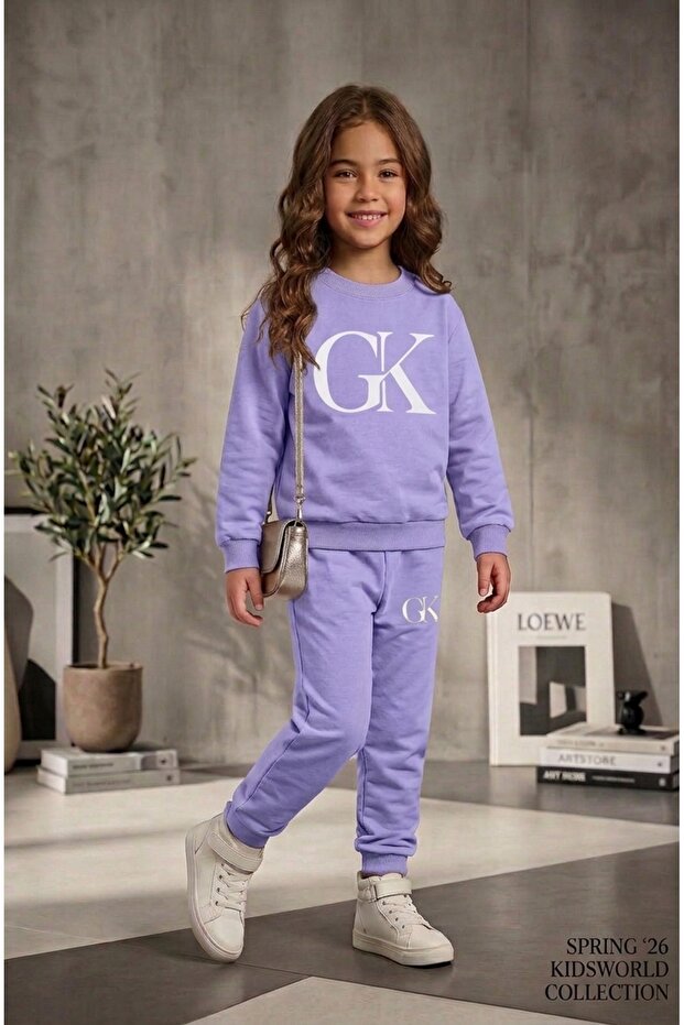 Children Oversized Printed Bottom Top Baby Kids Tracksuit Set