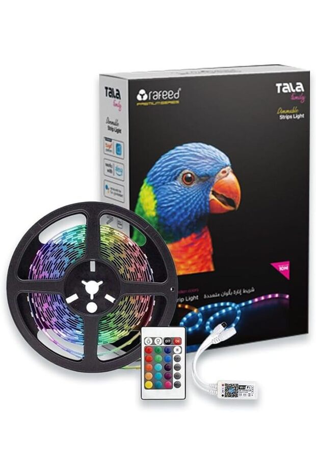 شريط إضاءة LED ذكي، 2 متر، متعدد الألوان (RGB)، تحكم عبر Wi-Fi وبلوتوث، متوافق مع أليكسا وجوجل