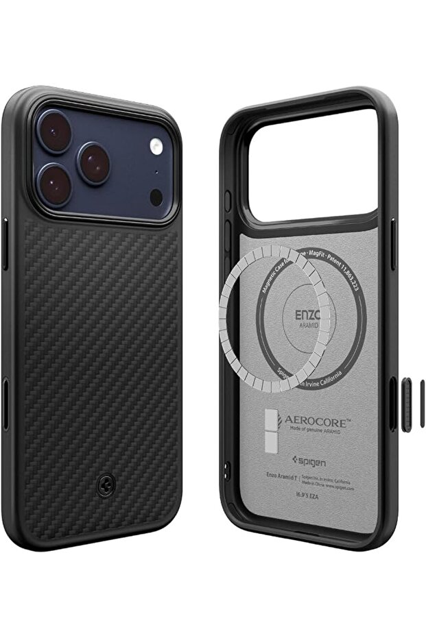 جراب Spigen Enzo Aramid T MagFit لهاتف iPhone 17 Pro MAX [غطاء زر التحكم بالكاميرا] [متوافق مع MagSafe]