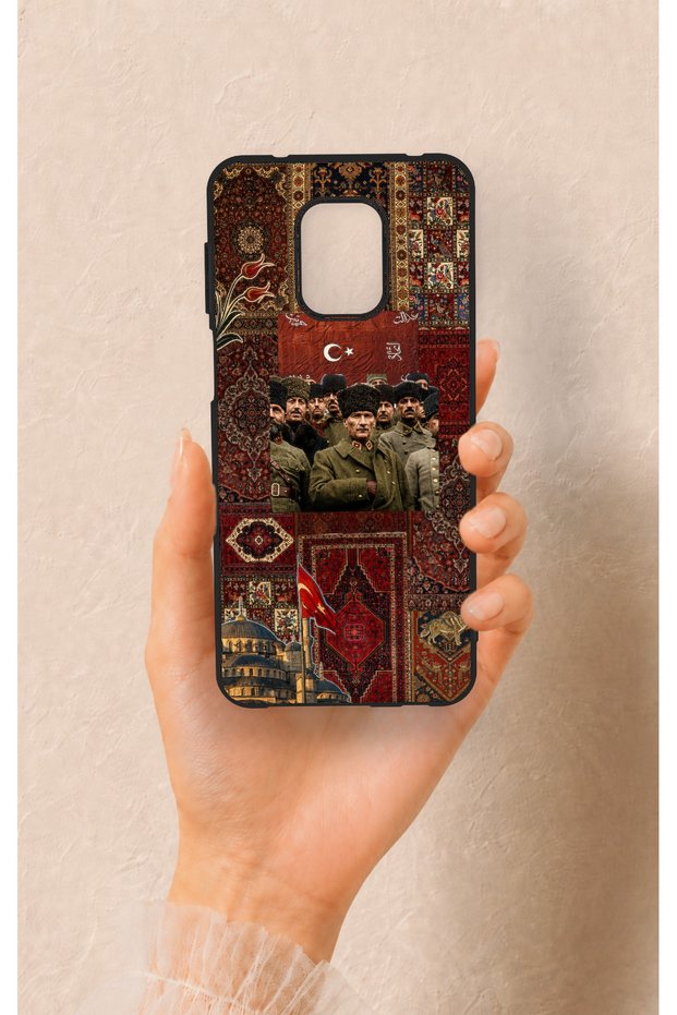 Redmi Note 9 Pro 9S Compatible Bozkurt and Atatürk Patterned Silicone Case