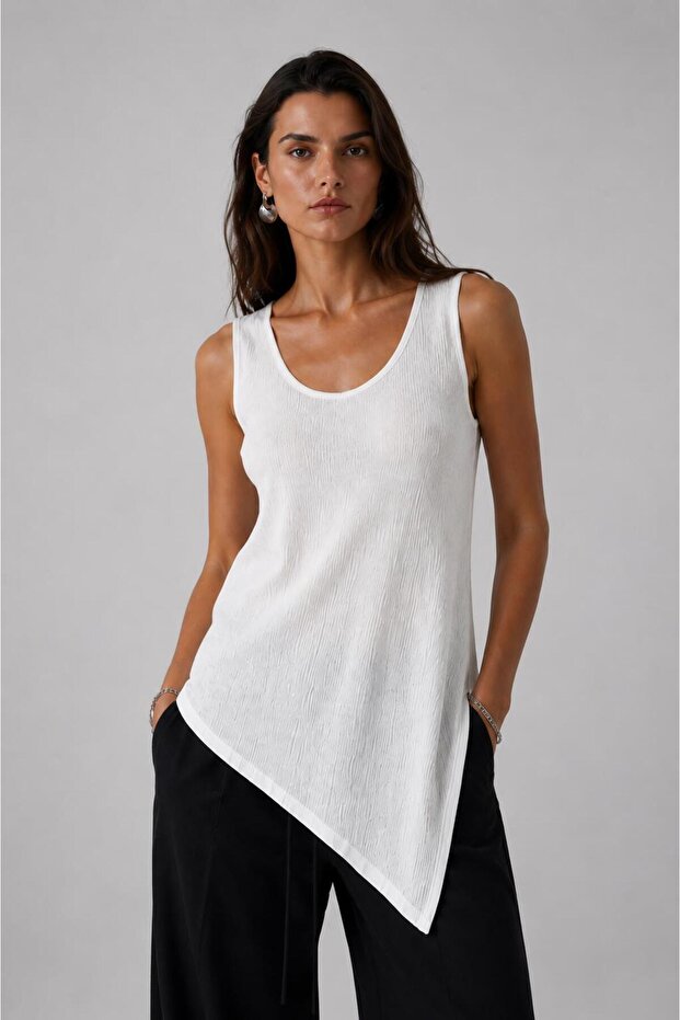 Textured Asymmetrical Blouse