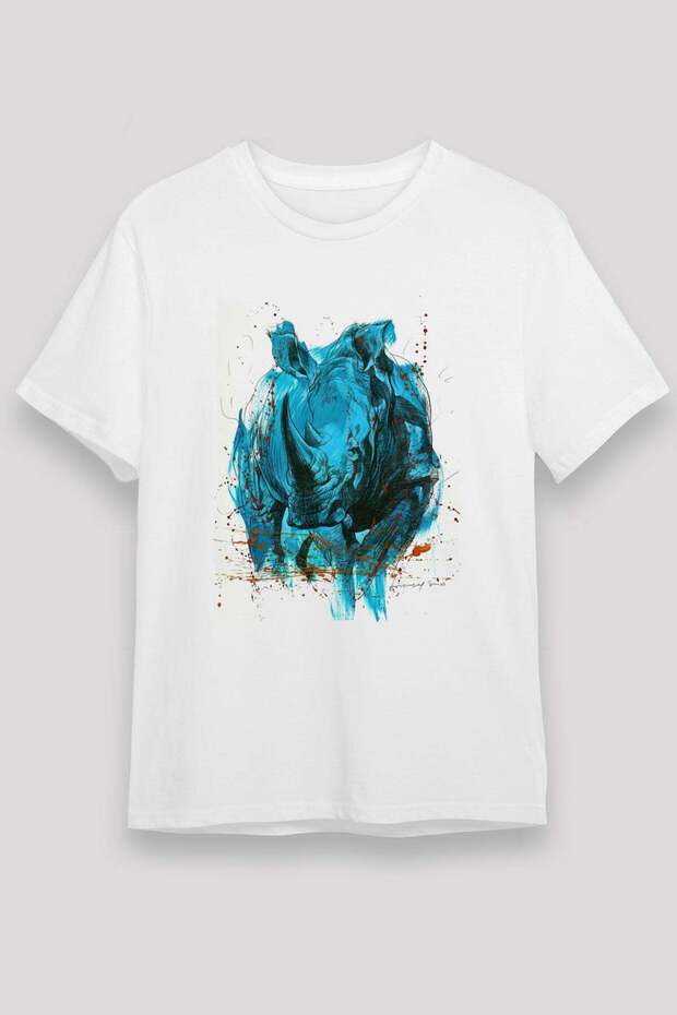 Rhino White Unisex T-Shirt T-Shirt