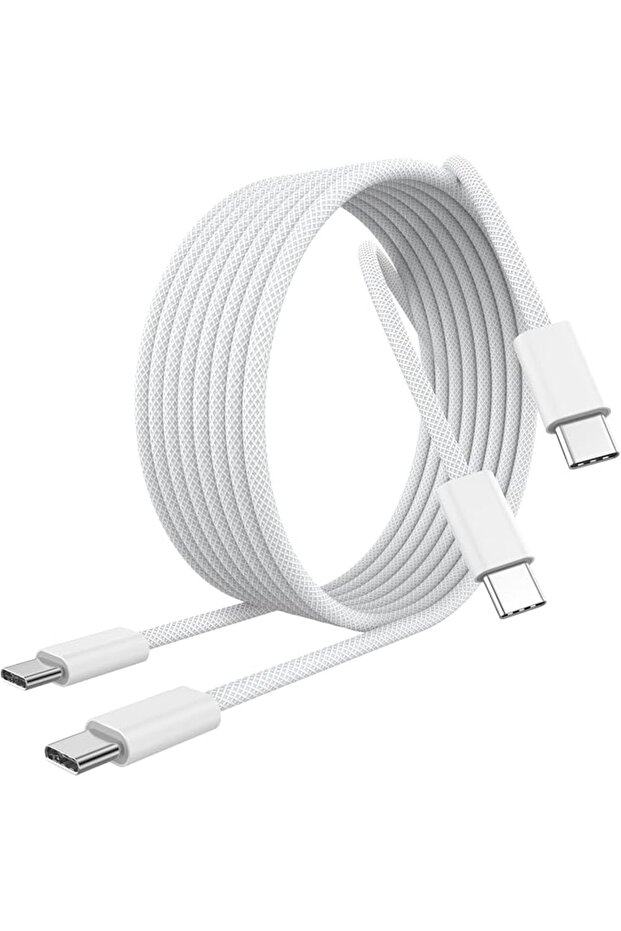كابل شحن سريع USB-C إلى USB-C بقدرة 60 واط (عبوتان، 6 أقدام)، سلك نايلون متين لأجهزة iPhone 17 و16 و15