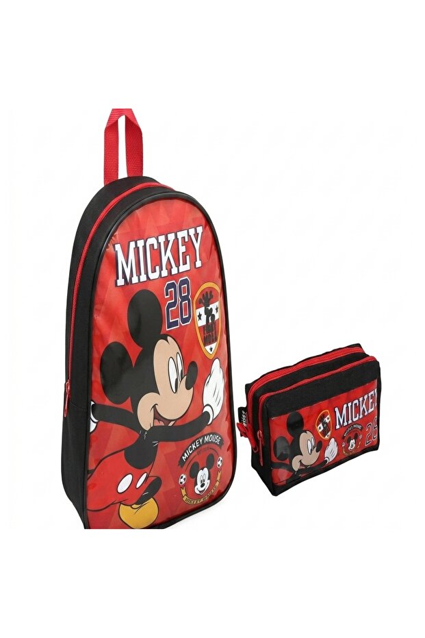 Kindergarten Bag and Two-Compartment Pencil Bag Red