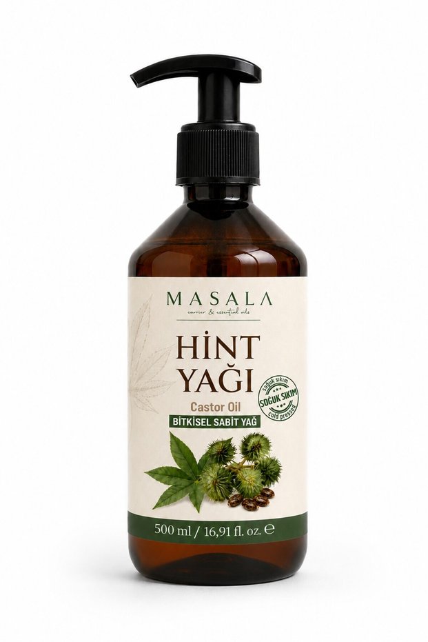 Cold Pressed Castor Oil 500 ml – 100% Pure Castor Oil, with Lockable Cap and Pump, Gift Included