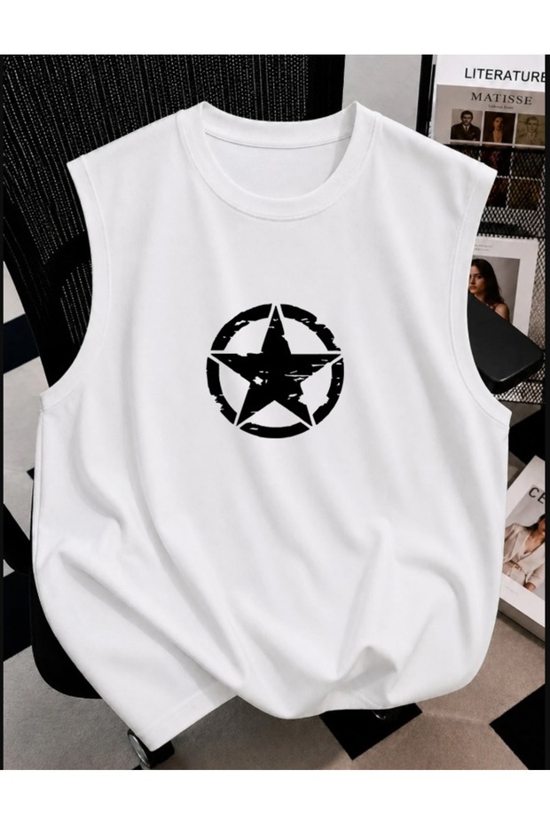 Unisex Oversize Star Printed Athlete Tank Top