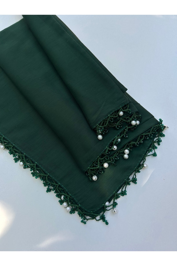 Handmade Pearl and Sand Bead Embroidered Handcrafted Writing Cloth Yemeni 100X100 cm