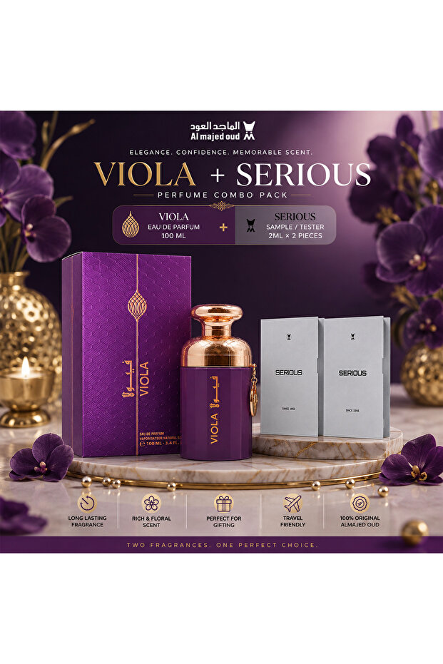 Viola Eau De Parfum 100ml + Serious 2ml x 2 Tester/Sample Combo Pack | Unisex Perfume Set