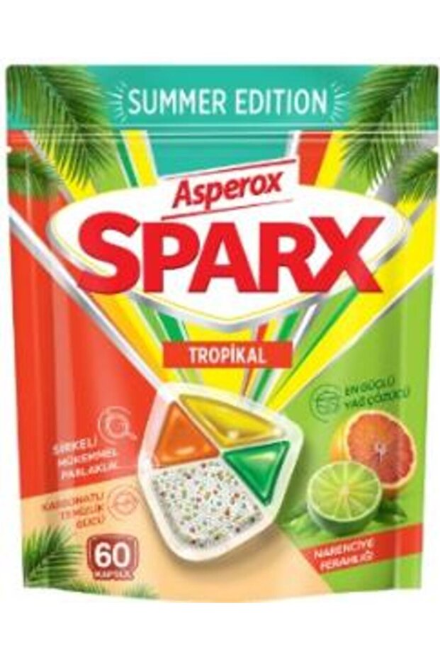 Sparx Summer Edition Tropical Dishwasher Capsule 60-Pack – Powerful Carbonated Degreaser, Citrus Freshness