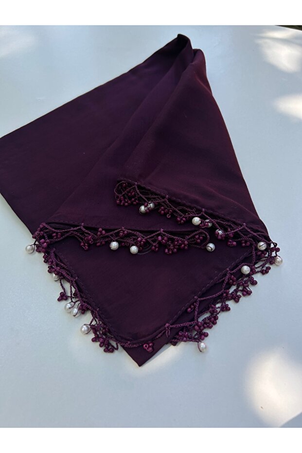 Handmade Pearl and Sand Bead Embroidered Handcrafted Writing Cloth Yemeni 100X100 cm
