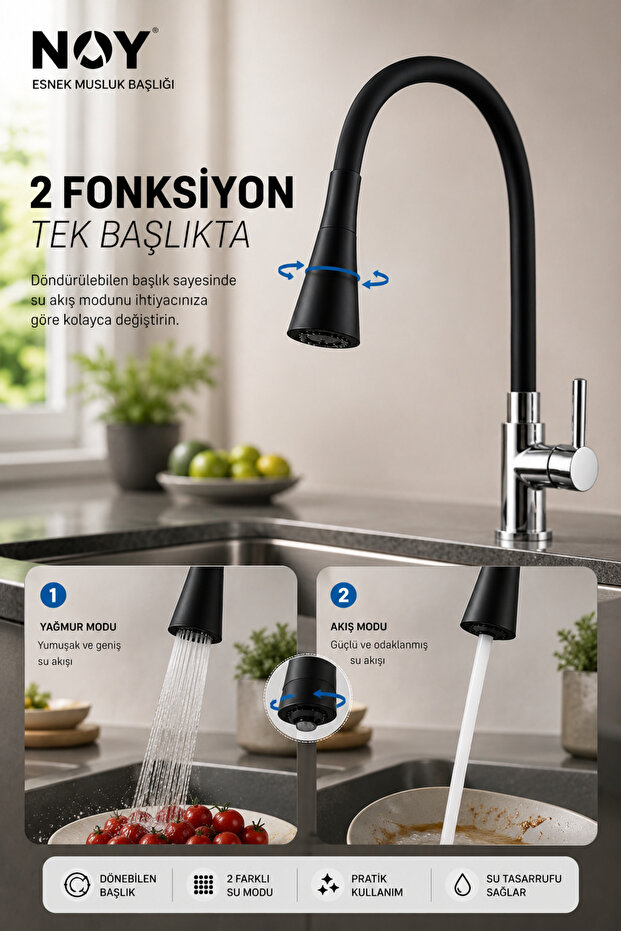 Kitchen Faucet Compatible Black Swivel Head