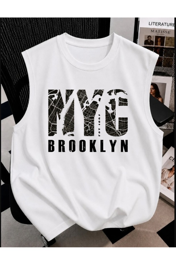 Unisex Oversize Letter Printed Sports Tank Top