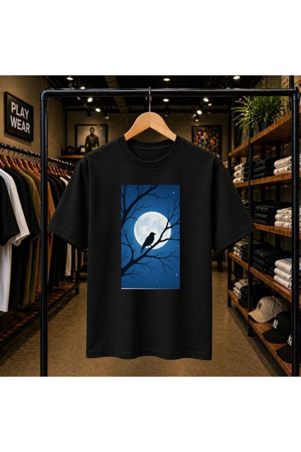 Karga Dolu Printed 100% Cotton Oversize Loose Regular Fit Crew Neck T-Shirt