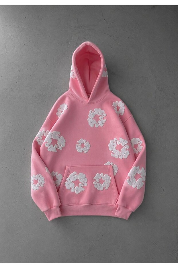 Unisex Oversize Thick 3 Thread Winter Hoodie – Embossed 3D Printed Hooded Sweatshirt