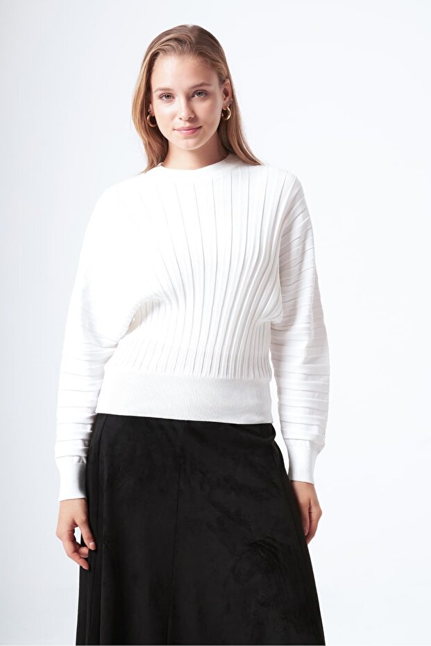 202 Elastic Waist Tricot Sweater Ecru