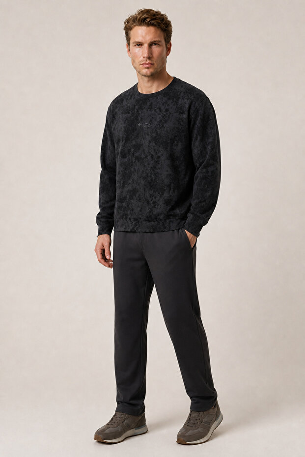 Allon Patterned Winter New Season Men's Regular Fit Sweatshirt White