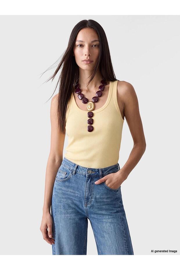 Lcw Everyday Yellow U-Neck Women's Undershirt