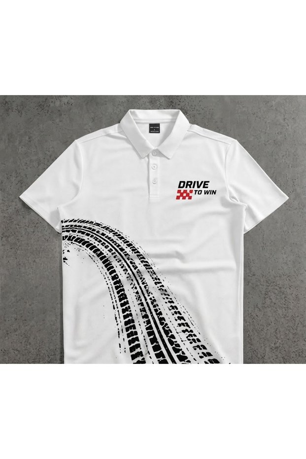 Unisex Formula 1 Printed Polo Neck T-Shirt – Racing Themed Short Sleeve T-Shirt