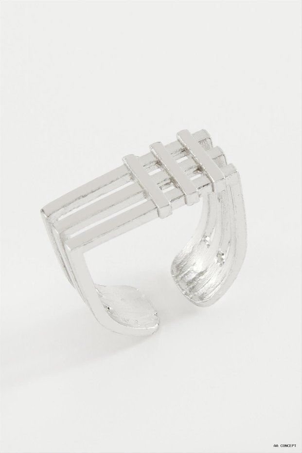 CONCEPTA Checked Metal Ring (162528) Silver Color