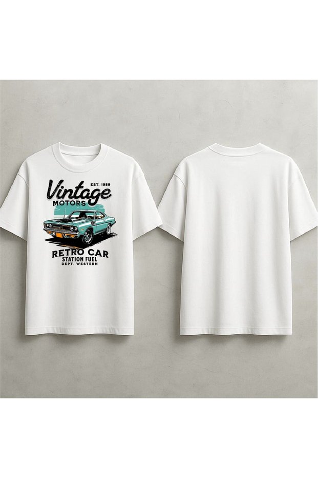Car Vintage Print Oversized T-Sirth