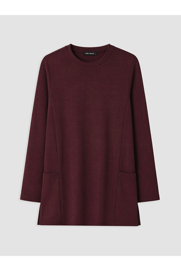 Plum Crew Neck Soft Touch Women's Tunic