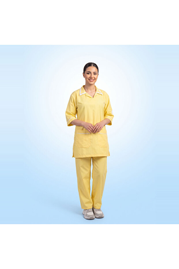 طقم عاملات سادة اصفر