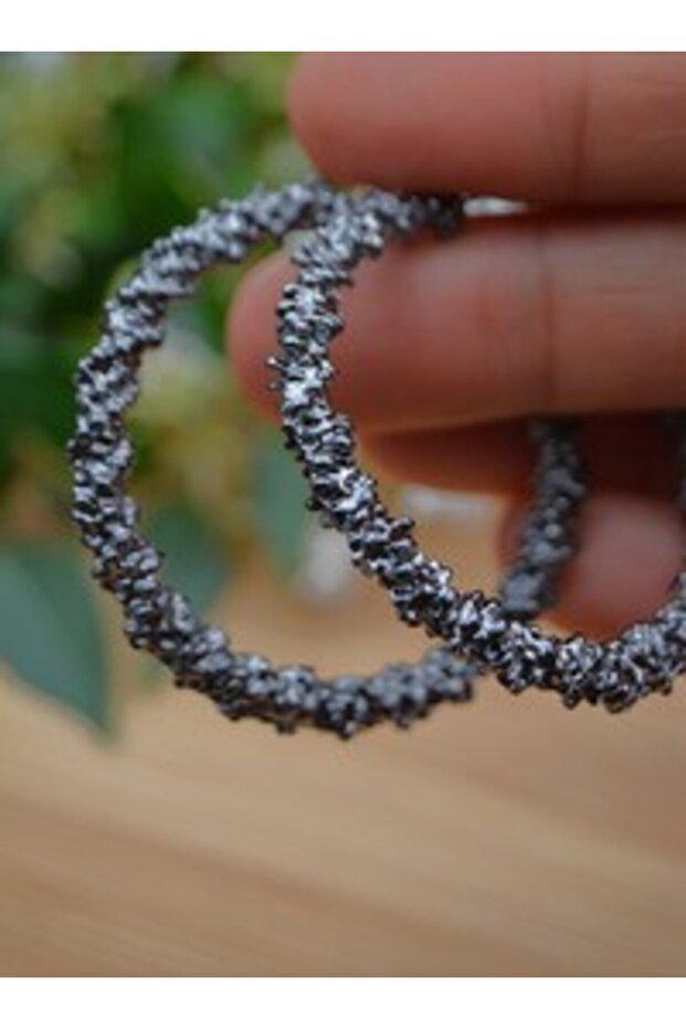 Anthracite Large Hoop Earrings - Fume -