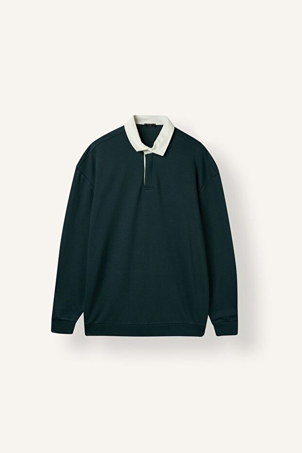Boxy Fit Polo Collar Sweatshirt E6523Ax26Au
