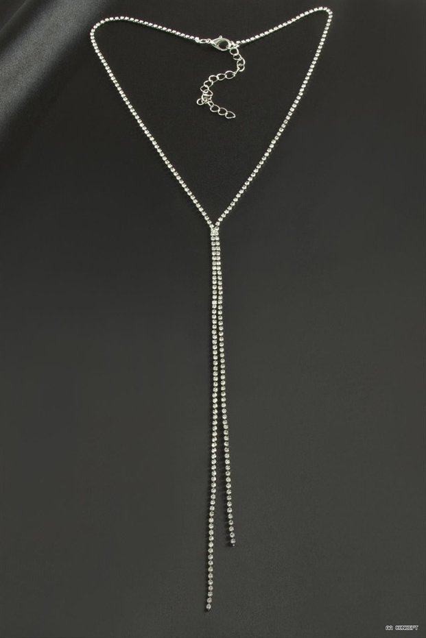 CONCEPTA Double-Strand Stone Steel Necklace, 2 mm (234659), Silver Color