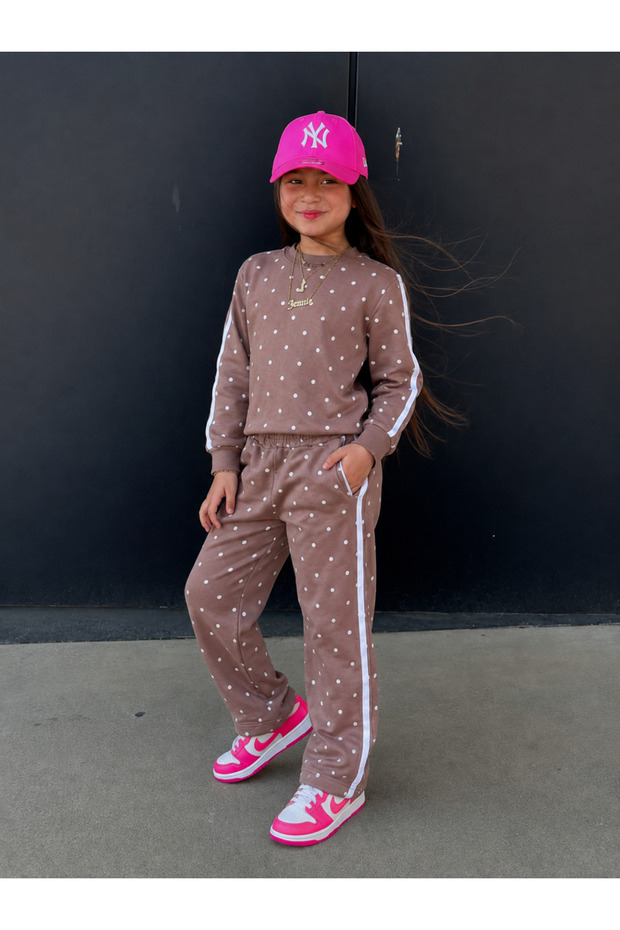 Polka Dot Stripe Detailed Girls' Set - Age 3/10 - 31913