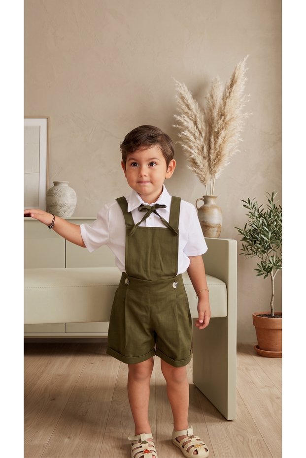 Green Shorts Gardener Boy/Baby Salopet Shirt Set