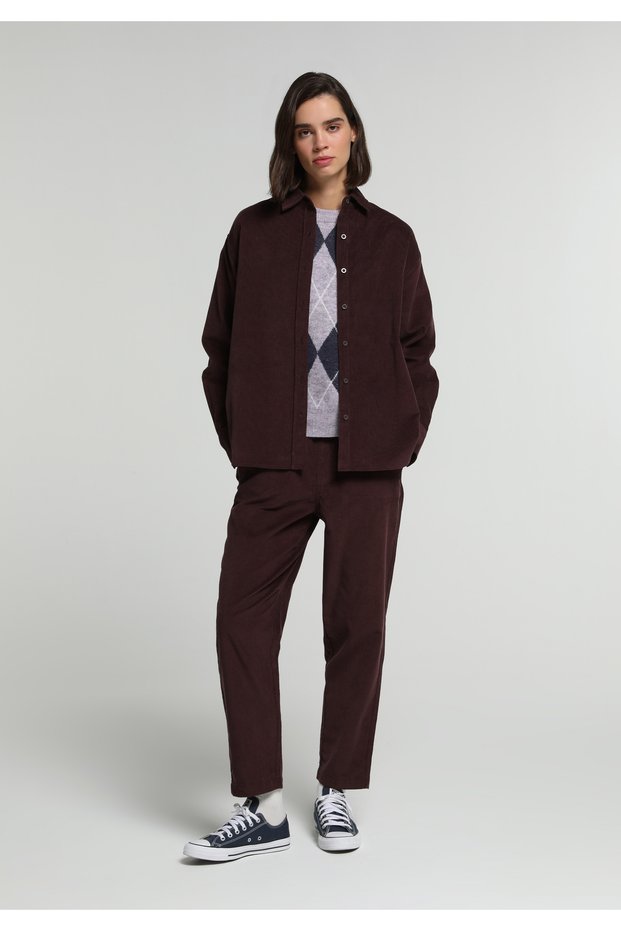 Regular Fit High Waist Straight Leg Women's Purple Trousers
