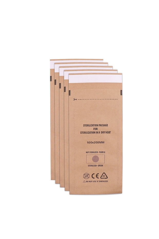 100pcs 10x20cm 50/100PCS Self-Sealing Pouche Dry Heat Sterilizatio,Autoclave Kraft Paper Cleaning Ba