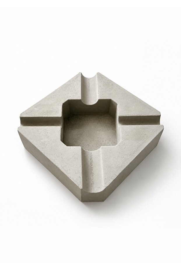 Concrete Ashtray Square 4 Grooves Large Chamber Decorative Ash Tray 16 X 16 cm