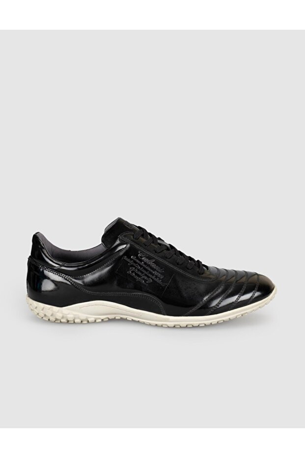 Sanosta 100% Genuine Leather Textured Black Lace-Up Padel Shoes