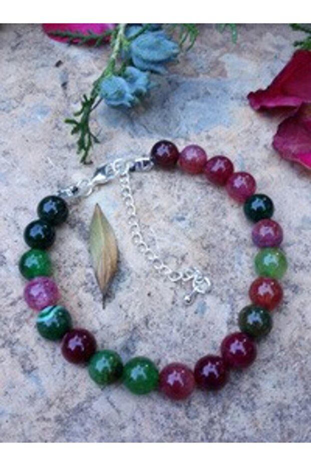 Mixed Agate Natural Stone Bracelet - Red -