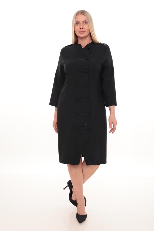Mira Long Sleeve Button Detailed Plus Size Dress
