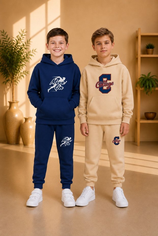 Armikids Unisex Children's Printed 2-Piece Tracksuit Set Multi-Colored Hooded Set