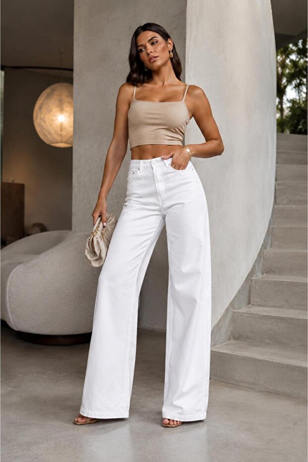 White Wide Leg Jean Pants