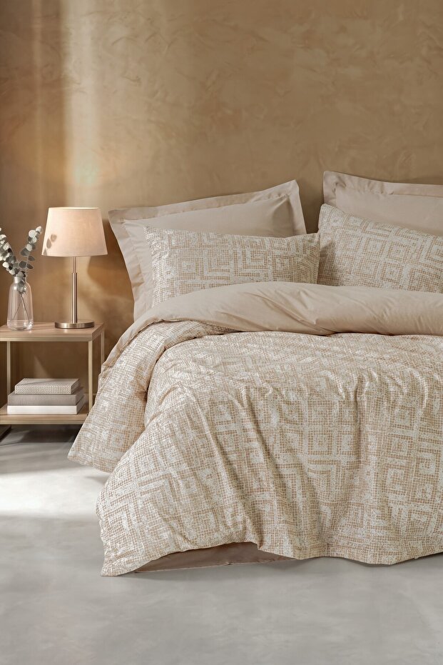 Minimal Double Elastic Sheet Duvet Cover Set Mesh Beige