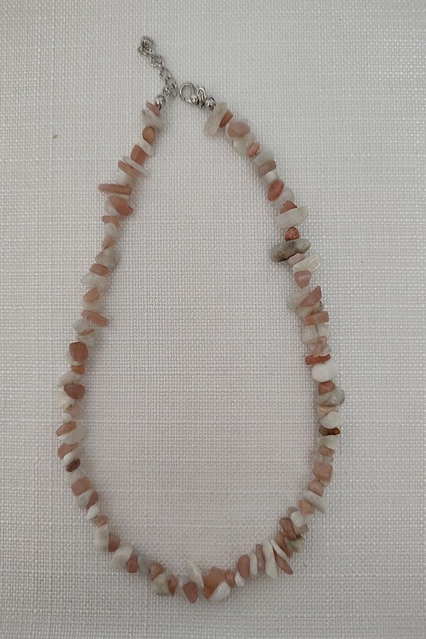 Certified Sun Stone, Moon Stone Cracked Stone Necklace