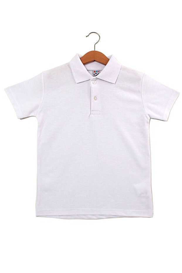 White Unisex Kids & Youth 6-17 Years Old Polo Collar Short Sleeve Lacoste T-Shirt - School Uniform, Elementary, Middle, High School, Ceremony, Event, Course, Outing, and Daily Wear